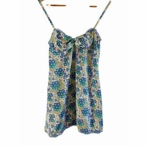 Victoria’s Secret  Slip Babydoll Dress Womens S Blue Green Floral Bow